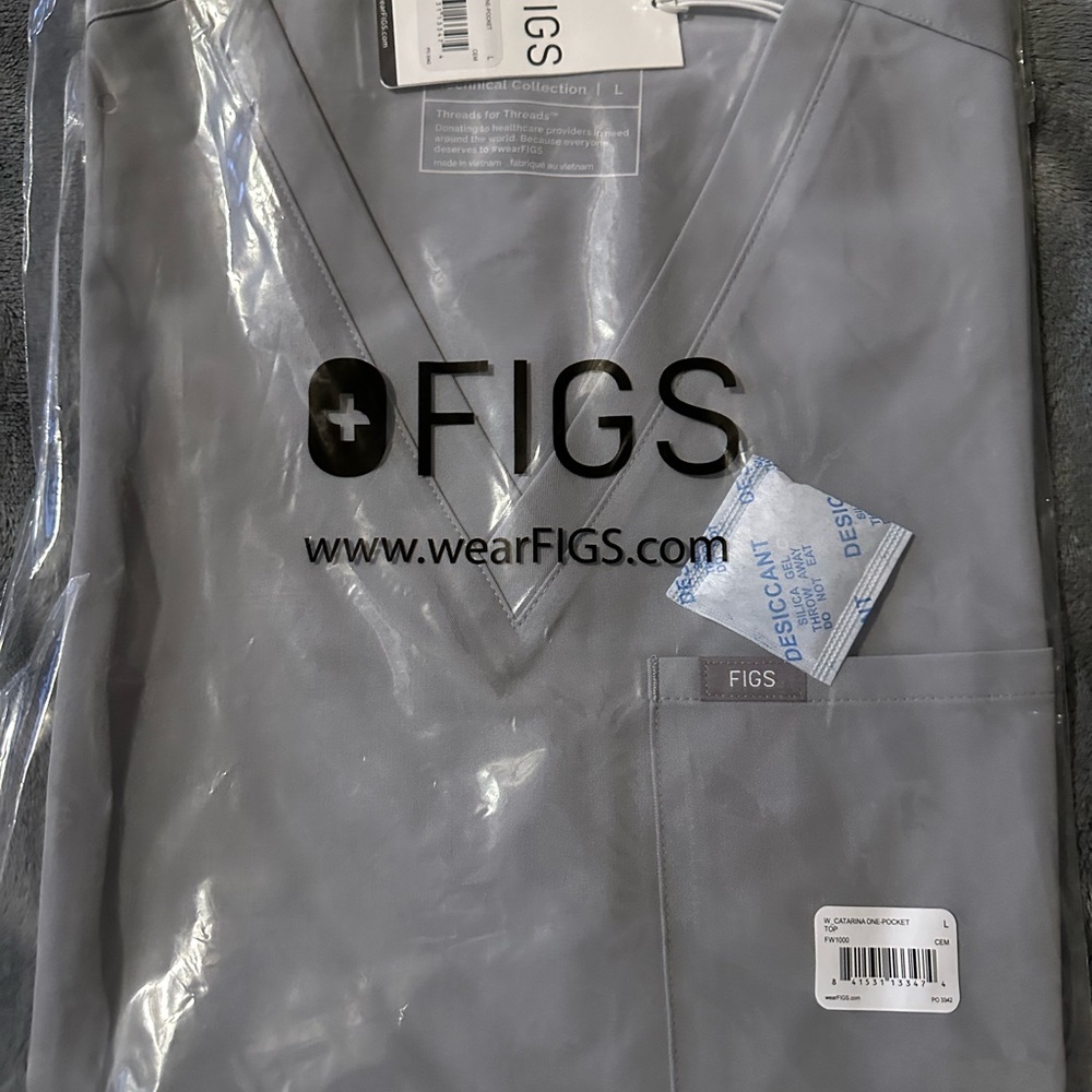 Figs Catarina Scrub Top, Large, Cement
